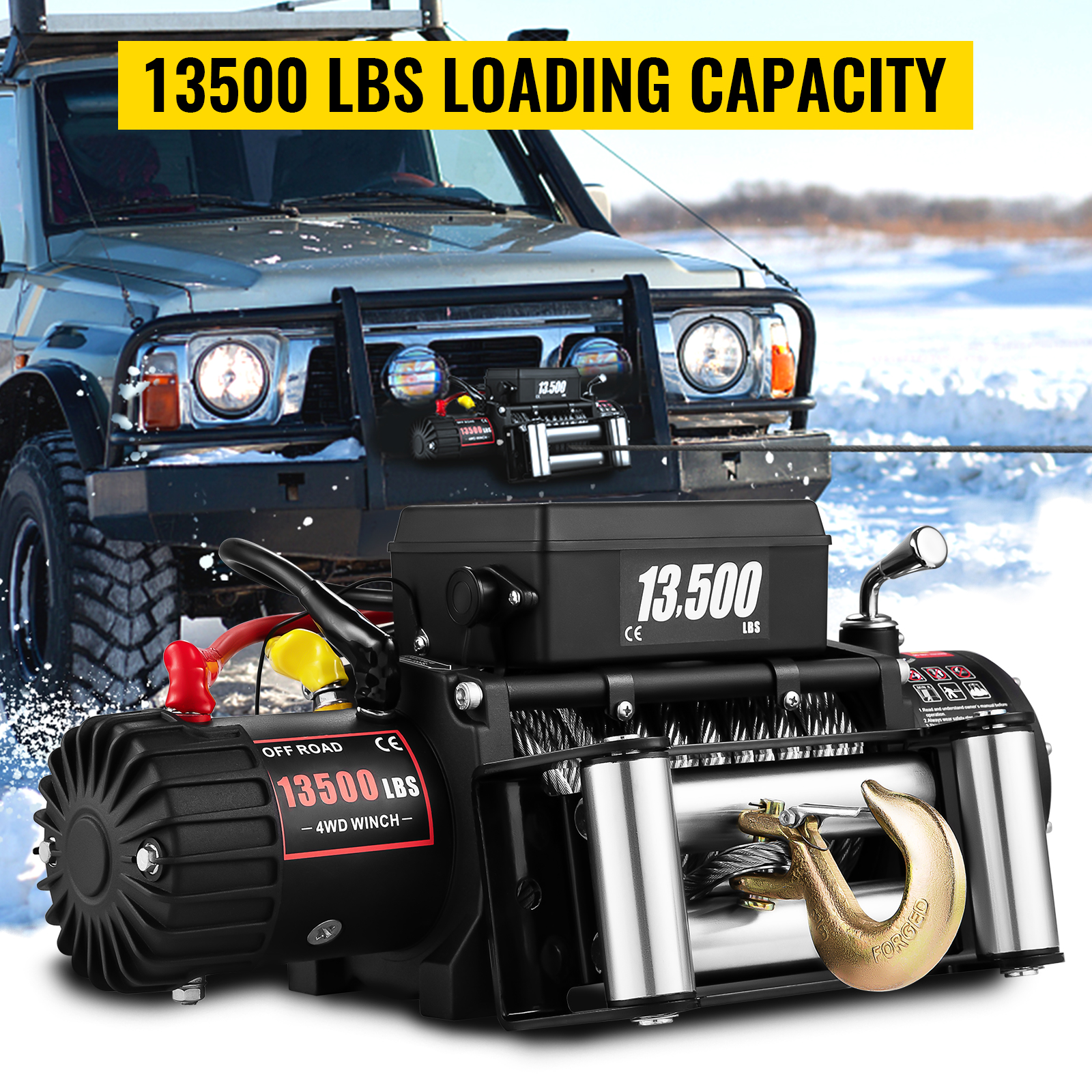 Verricello Elettrico Per ATV/UTV - Capacità 1814 Kg, Telecomando Cablato E Wireless, IP55 Impermeabile, Cavo Acciaio 7 Fili