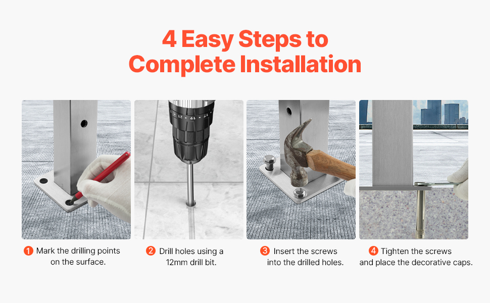 VEVOR Cable Railing Post Level Deck Stair Post 36 x 0.98 x 1.97