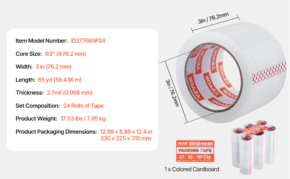 Clear Packing Tape 24 Rolls 65 Yards Heavy Duty Clear Packing Tape 2.7 ...