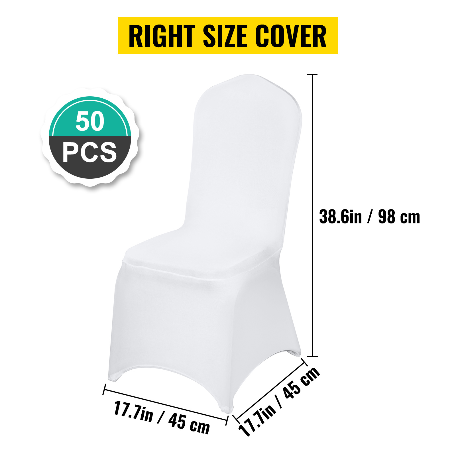 50 Housses De Chaise VEVOR - Blanc - Polyester/Élasthanne - Pour Mariage Et Fêtes