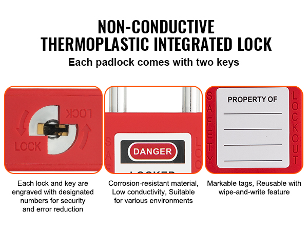 VEVOR Electrical Lockout Tagout Kit, 60 PCS Safety Lockout Tagout ...