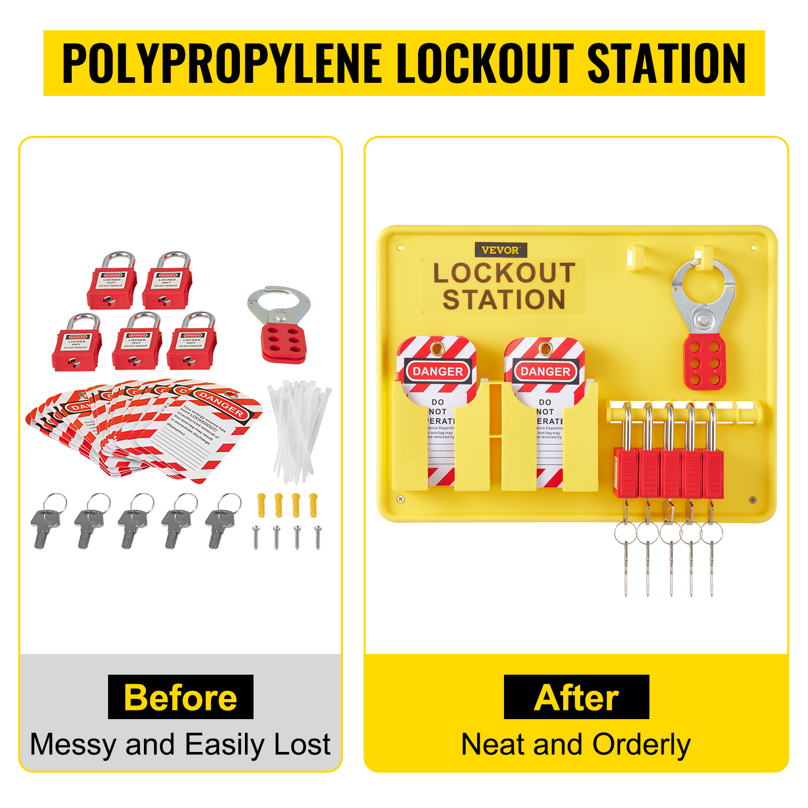 VEVOR 26 PCS Lockout Tagout Kits, Electrical Safety Loto Kit Includes ...