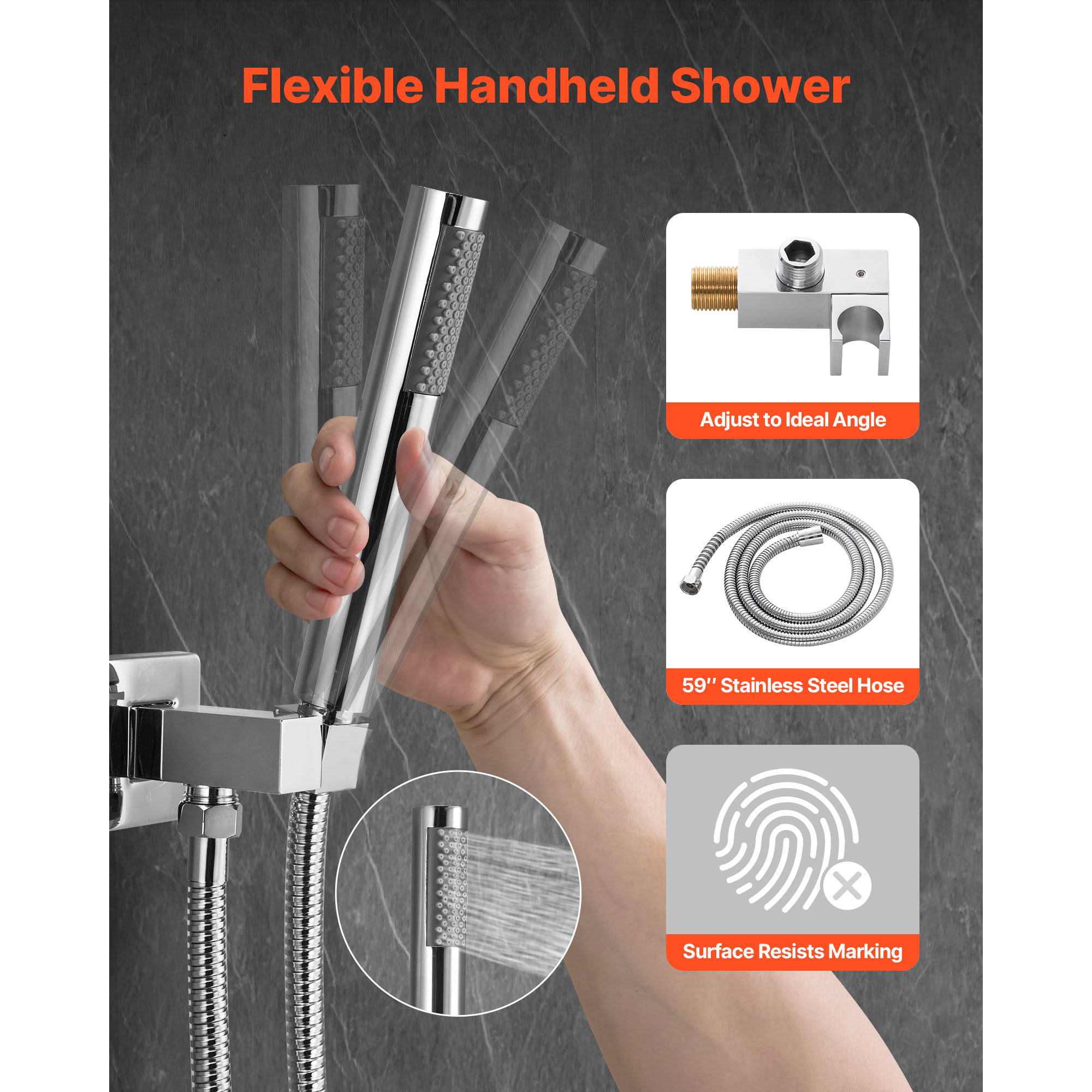 Uimoso Shower Faucet Set with Square/Round Rain Head & Handheld Options