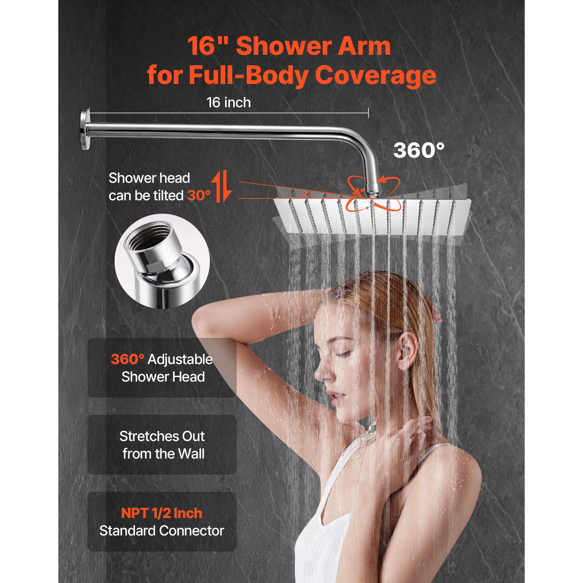 Uimoso Shower Faucet Set with Square/Round Rain Head & Handheld Options