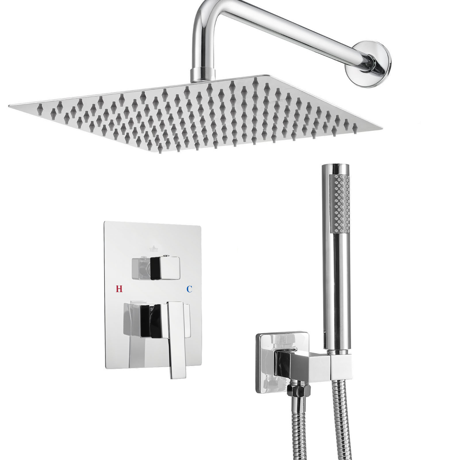 Uimoso Shower Faucet Set with Square/Round Rain Head & Handheld Options