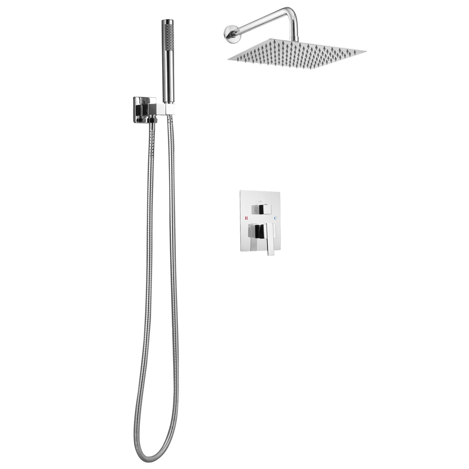 Uimoso Shower Faucet Set with Square/Round Rain Head & Handheld Options