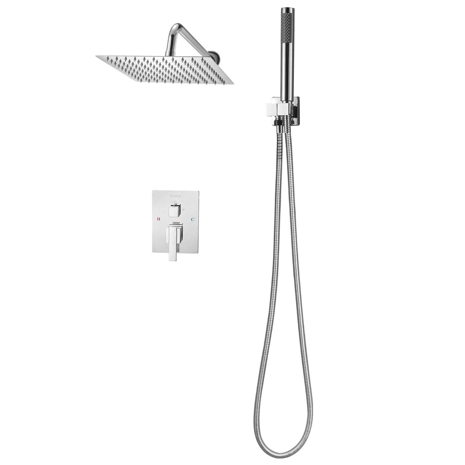 Uimoso Shower Faucet Set with Square/Round Rain Head & Handheld Options