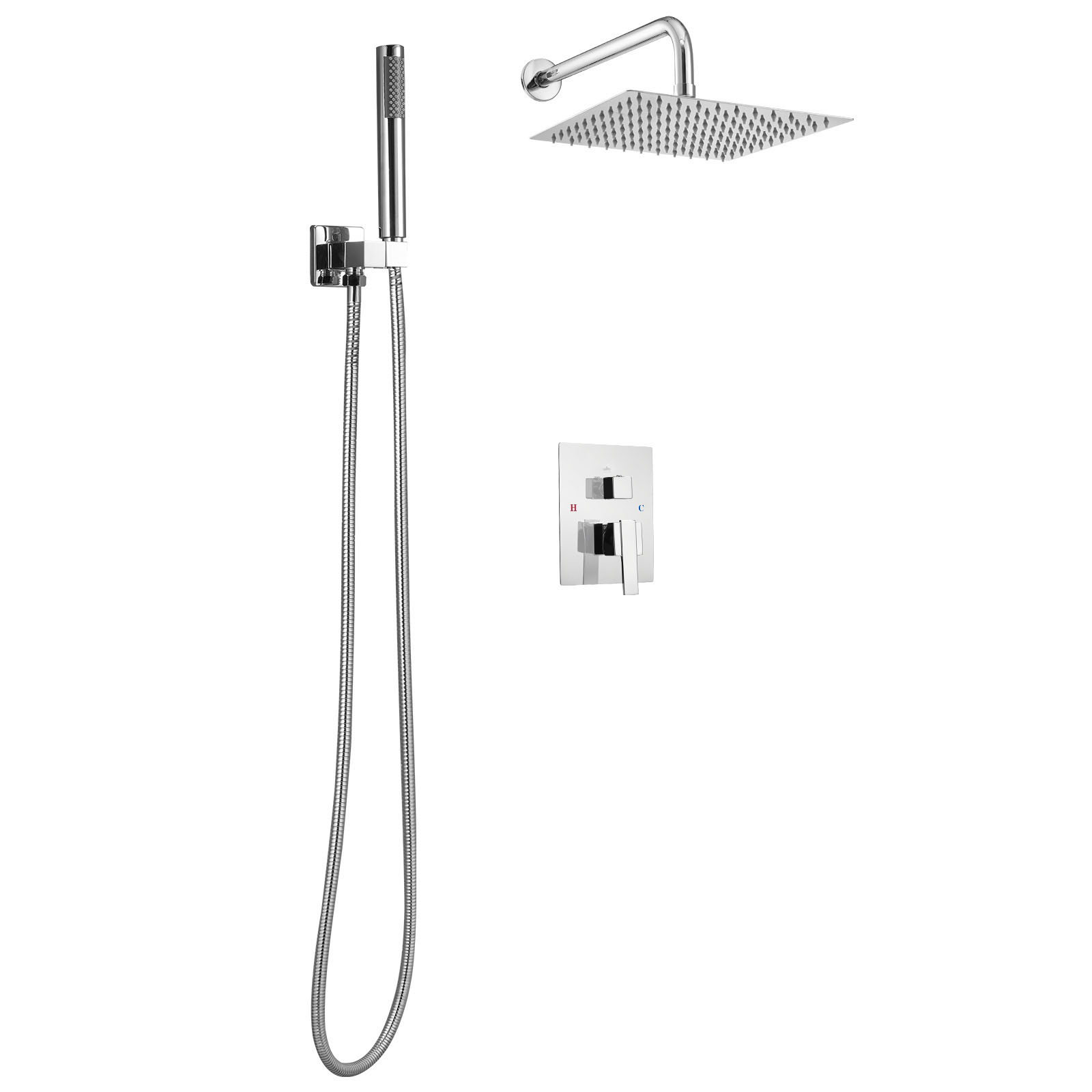 Uimoso Shower Faucet Set with Square/Round Rain Head & Handheld Options