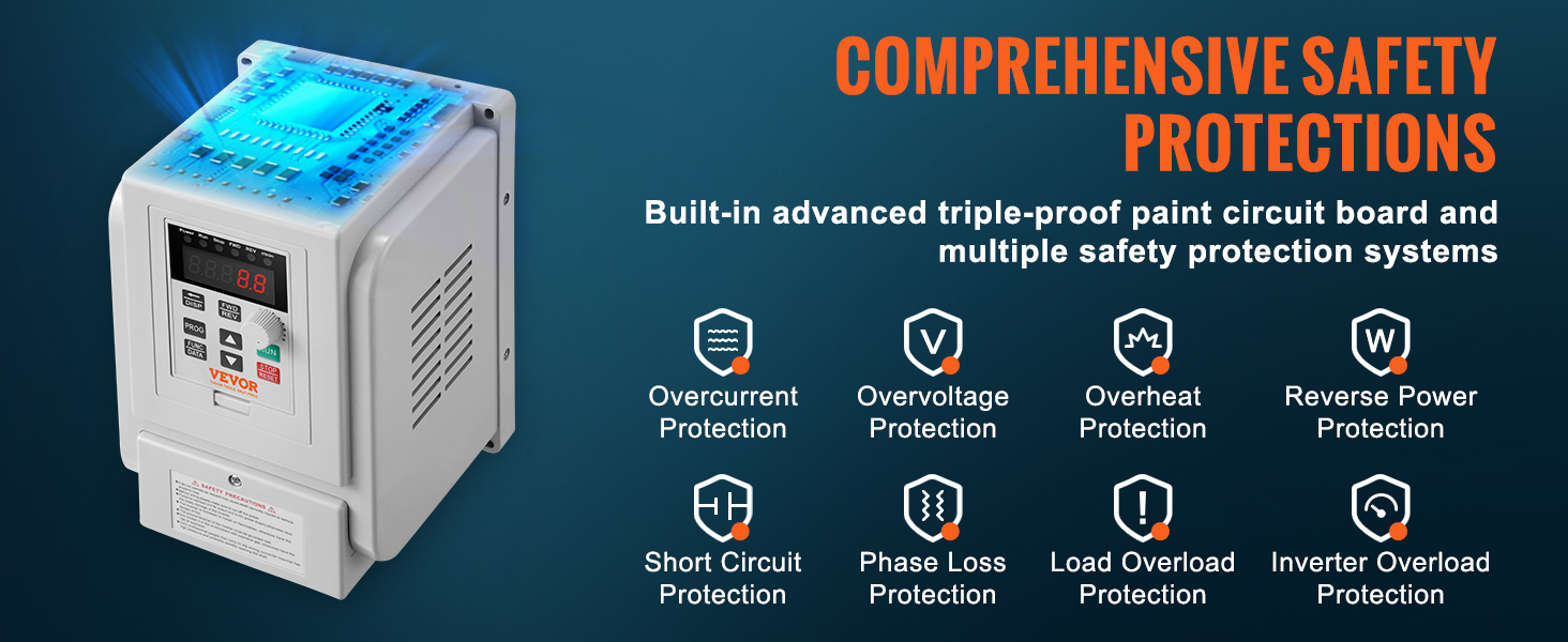 Convertitore Di Frequenza VFD 750W - Ingresso 176-264V 1PH, Uscita 0-220V 3PH - Modello UX-52-100-750W