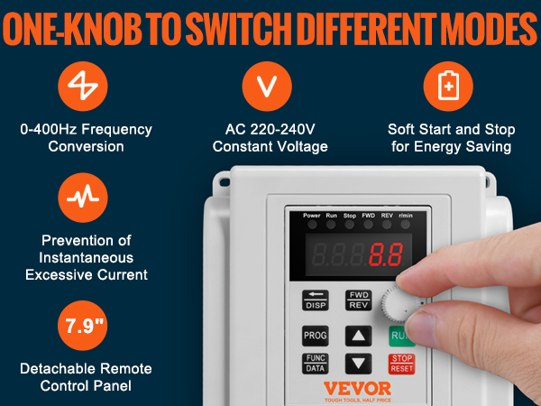 VEVOR VFD 4KW，18A，5HP Variable Frequency Drive for 3-Phase Motor Speed