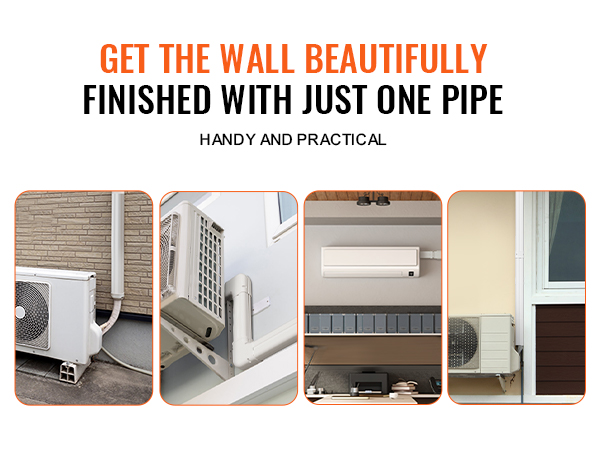 VEVOR Mini Split Line Set Cover 3-inch W 15.8Ft L, PVC Decorative Pipe ...