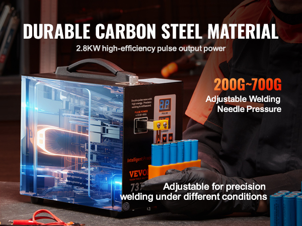 VEVOR 737G Portable Battery Spot Welder - 110V, 2.8KW, For 0.12mm Nickel Strips, 2 Welding Modes