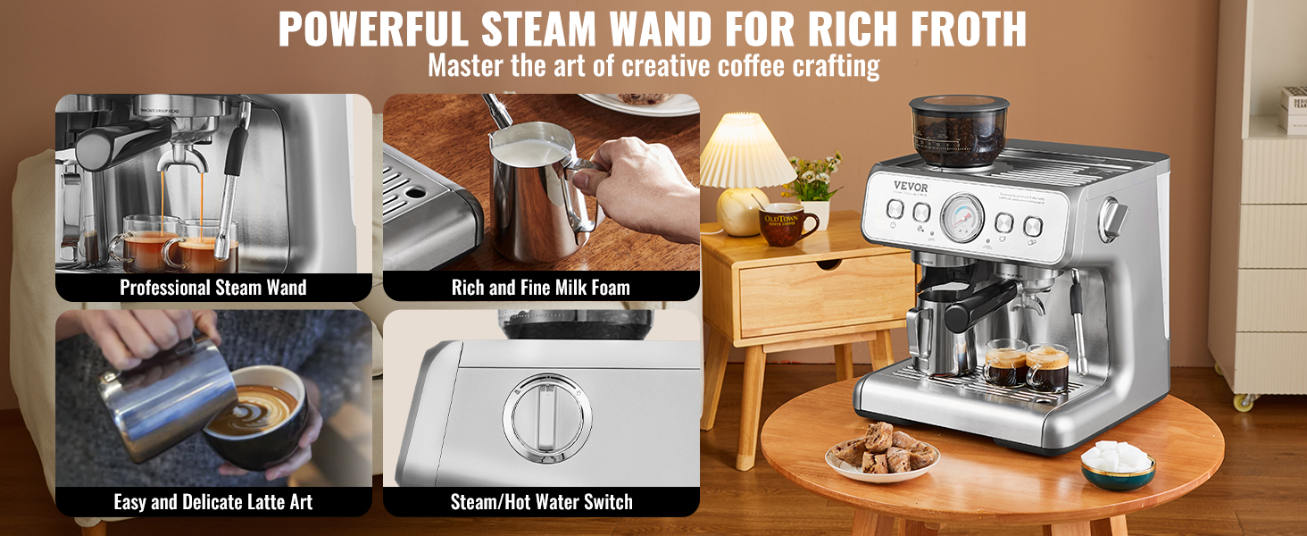 Steam Wand Frothing Milk With Breville Barista Express Maquina