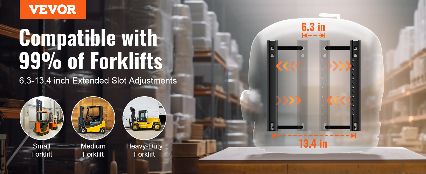 VEVOR forklift seat, adjustable to fit 99% of forklifts, dimensions 6.3-13.4 inches, small, medium, heavy-duty.