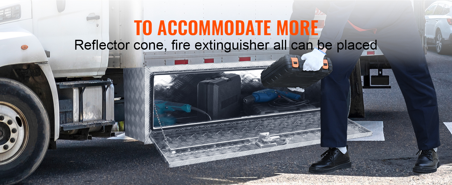VEVOR underbody truck box storing tools and equipment with easy access and ample space.