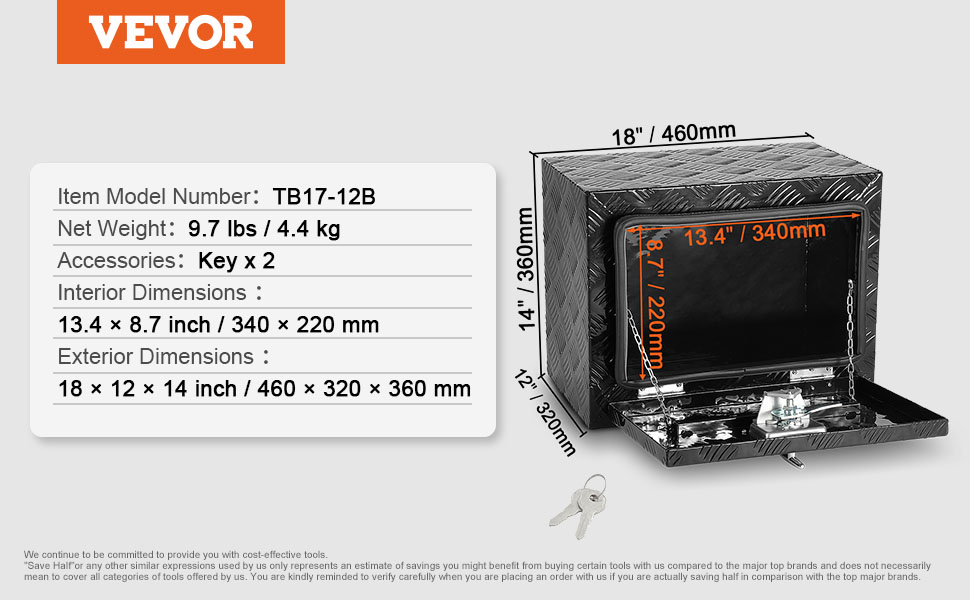 18/24/30L X12W X14H Underbody Aluminum Tool Box Truck 18/24/30L X12W X14H Underbody Aluminum Tool Box Truck