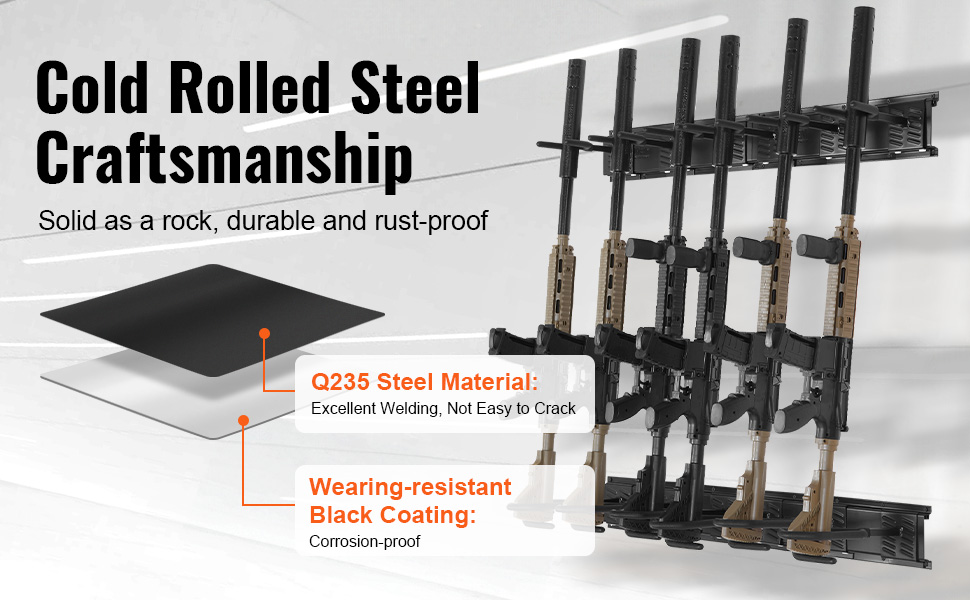 Rubber Gun Rack VEVOR Gun Rack, Indoor Gun Rack Wall Mount, 6-Slot Vertical Rifle ...