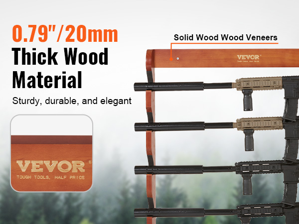 Espositore per fucili VEVOR in legno massello spesso 20 mm, robusto ed elegante, per esporre i fucili.