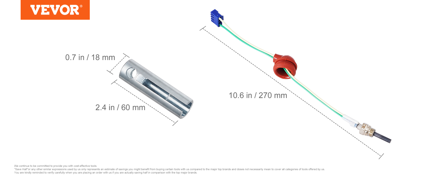 Kit di riparazione per riscaldatore diesel VEVOR con tubo da 0,7 x 2,4 pollici e cablaggio da 10,6 pollici.