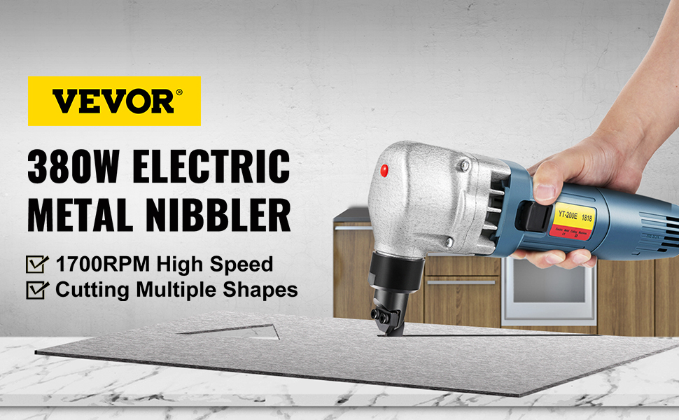 Electric Metal Nibbler, ZFE 380W Electric Sheet Steel Nibbler Metal Shear With 1700RPM High Speed Rotor For Cutting Stainless Steel, Aluminium