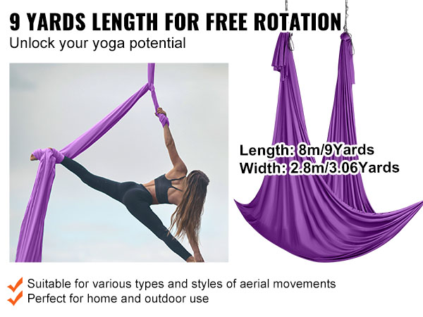 VEVOR Aerial Yoga Hammock Set 5 X 2,8 M, Green Aerial Yoga - View #3