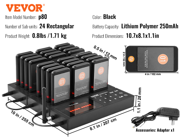 VEVOR Restaurant Pager System, Wireless 400m Long Range Lineup Waiting ...