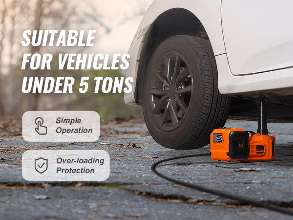 VEVOR Cric Électrique 5 Tonnes Avec Gonfleur Et Clé à Chocs - Kit Dépannage Complet LED Pour Voiture SUV