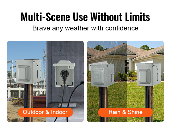 VEVOR 30 Amp RV Power Outlet Box, 125/250 Volt, Enclosed Lockable ...