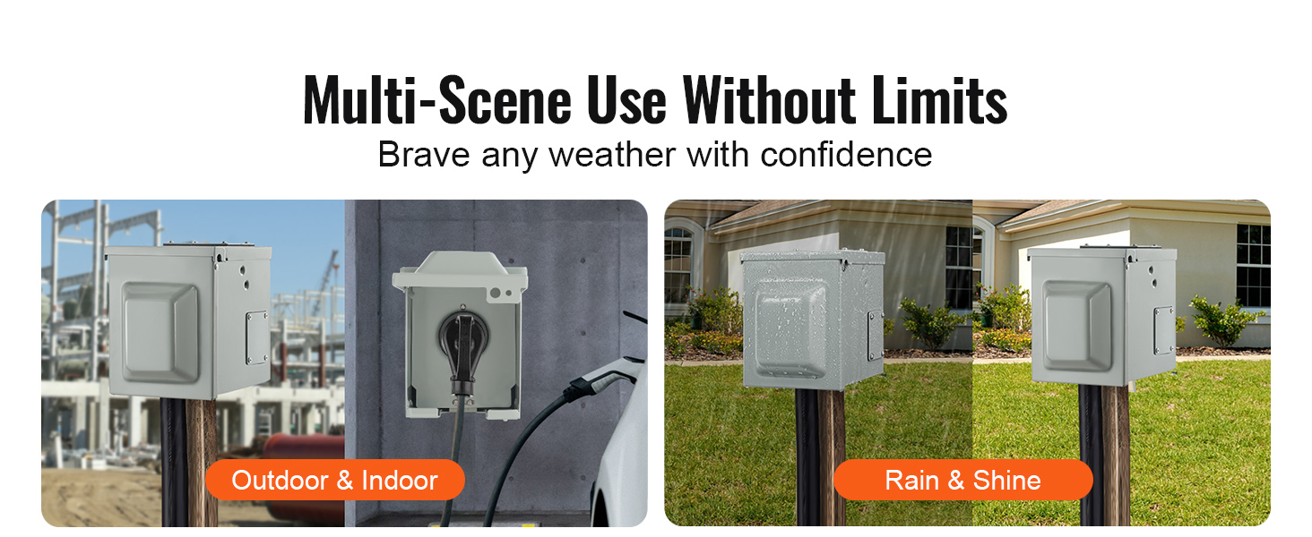 VEVOR 30 Amp RV Power Outlet Box, 125/250 Volt, Enclosed Lockable ...