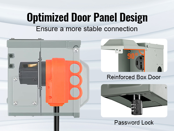 VEVOR 50 Amp RV Power Outlet Box, 125/250 Volt, Enclosed Lockable ...