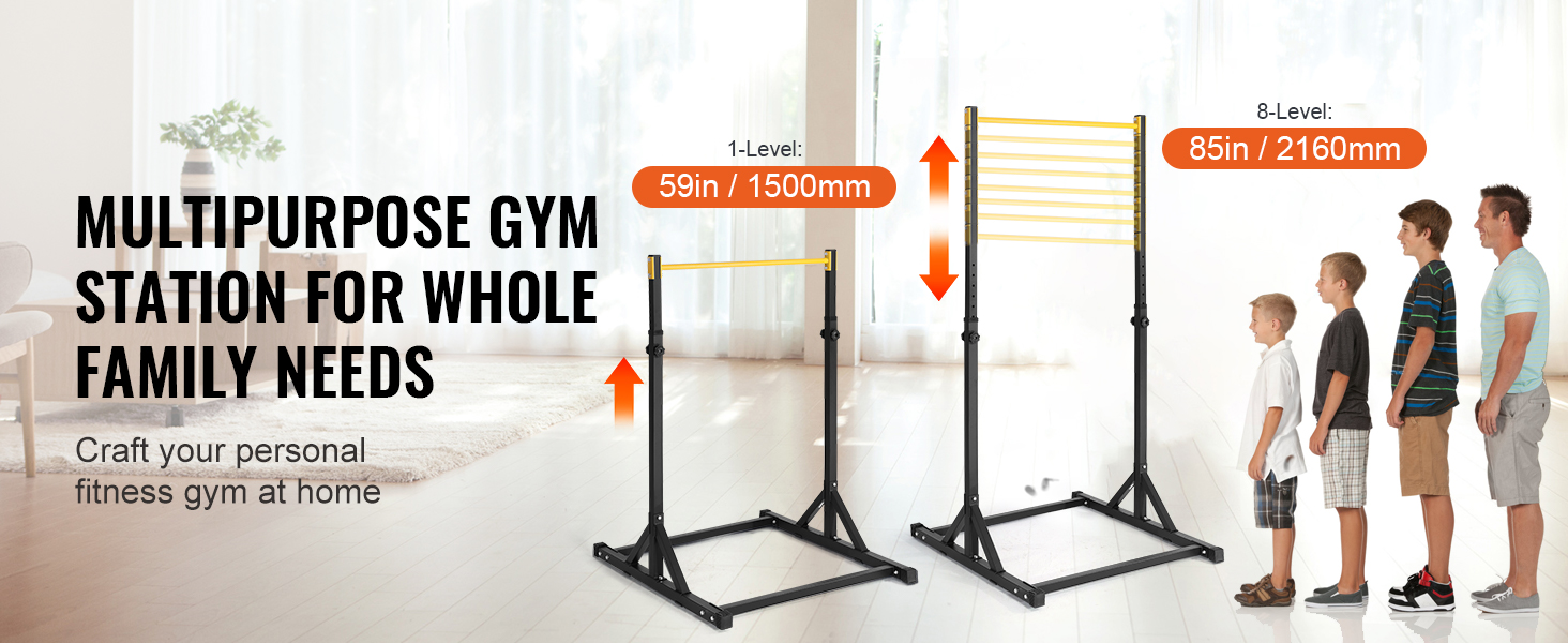 Wall Mounted HTK Power Tower Pull Up Bar Station 330lbs Capacity