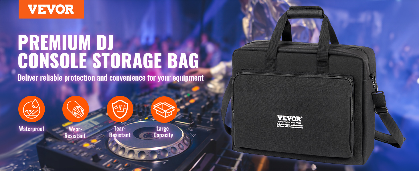VEVOR dj mixer bag with waterproof, wear-resistant, tear-resistant features and large capacity.
