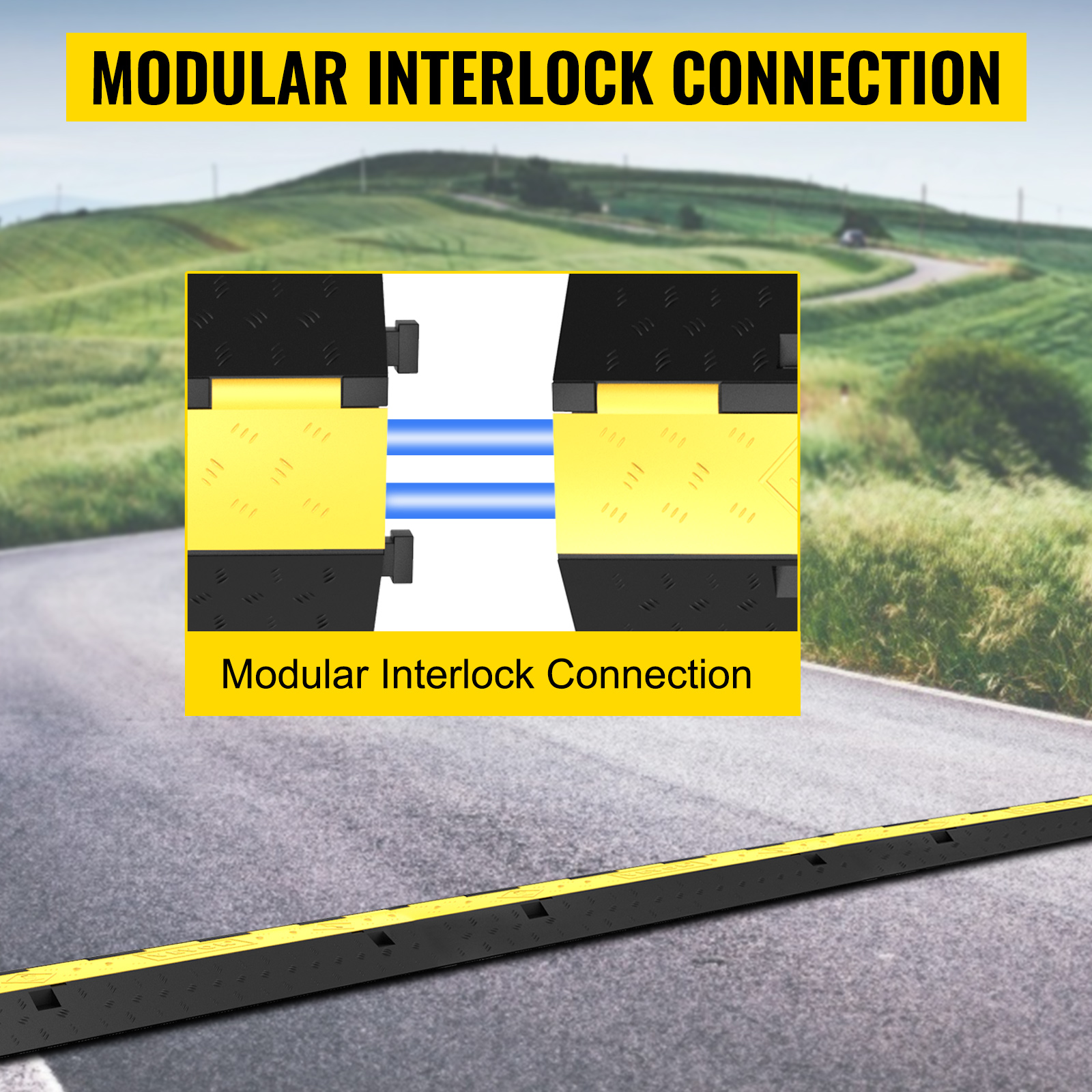 VEVOR Cable Protector Ramp, 4 Packs 2 Channels Speed Bump Hump, Rubber ...