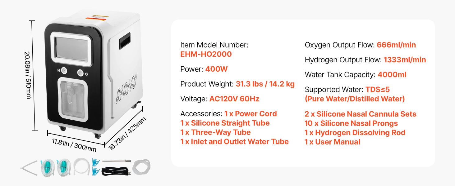 Hydrogen Inhalation Machine 99.99% High Purity 1800ml/min Portable ...