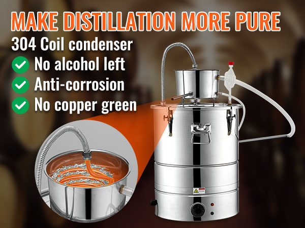 Alambic Maison 10-30L En Cuivre Et Acier – Distillateur D’eau Ou Alcool Avec Dôme – YUEWO