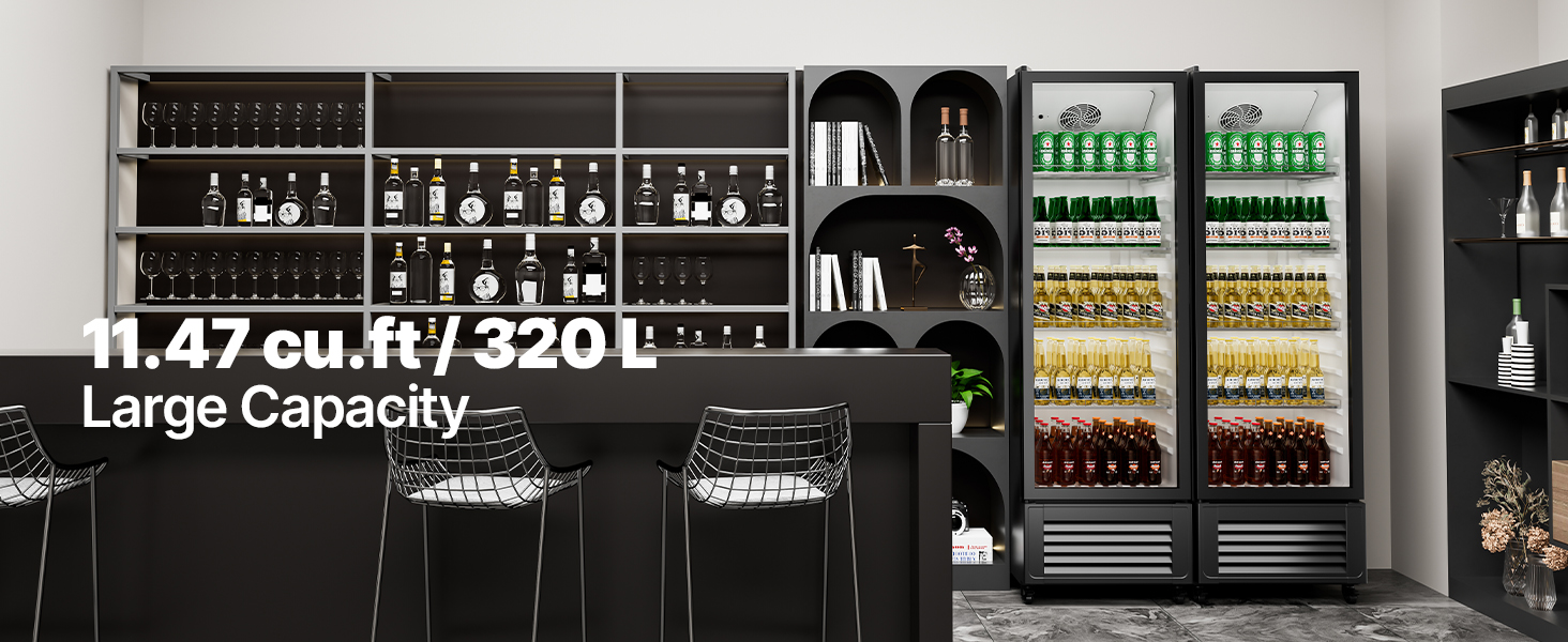 Heavy Duty Industrial Glass Door Beverage Merchandiser Refrigerator Cooler, 11 Cu.Ft (SAK04571)