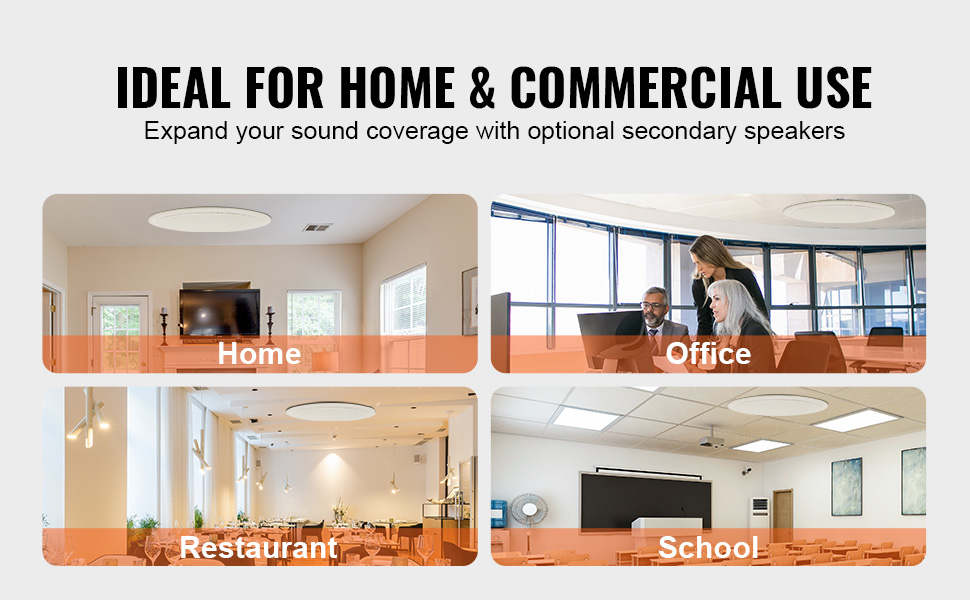 ideal for home, office, restaurant, school use, VEVOR ceiling speakers expand sound coverage effectively.