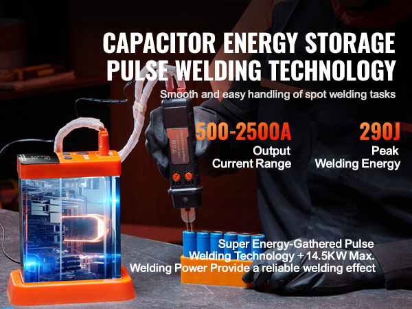 VEVOR Cordless Spot Welder, 14.5KW Capacitor Energy Storage, Pulse Spot