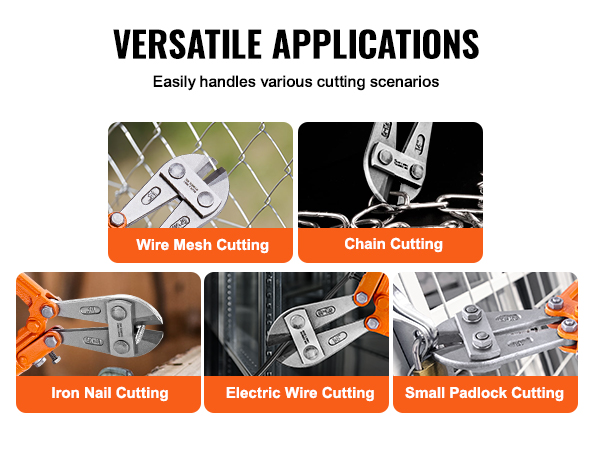 VEVOR Bolt Cutter, 18\ Lock Cutter, Bi-Material Handle With Soft Rubber Grip Heavy Duty Chrome Molybdenum Alloy Steel Blade Rods Bolts Wires Rivets Cables Chains