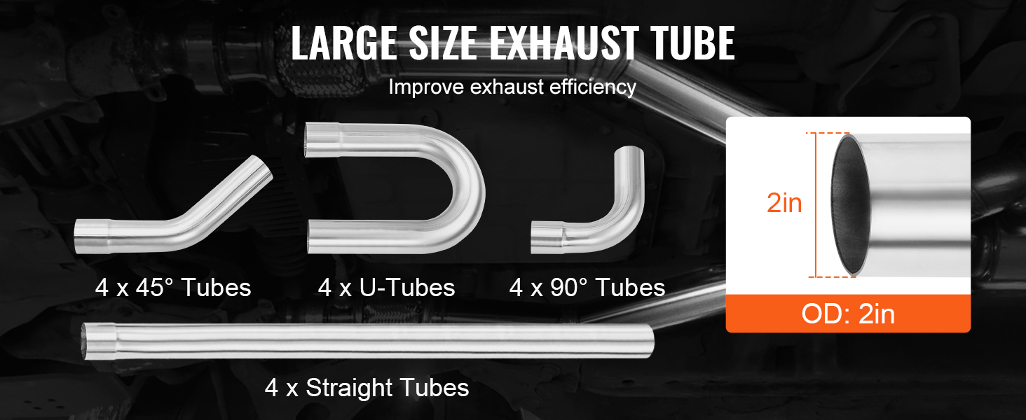 DIY Universal Exhaust Kit 16 Pieces Exhaust Pipe Kit with Slip-Fit Joint