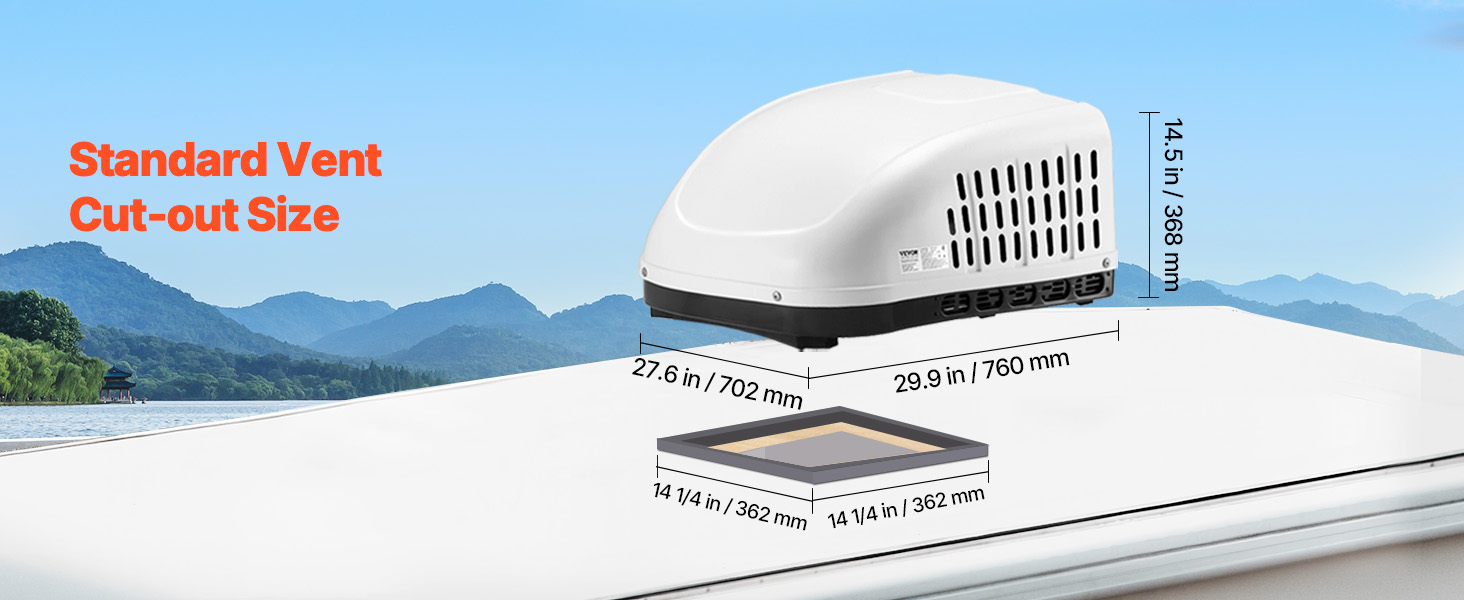 RV Air Conditioner 15000 BTU Non-Ducted Rooftop RV AC Unit 65 dB Quiet ...