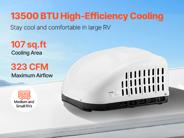 RV Air Conditioner 13500 BTU Non-Ducted Rooftop RV AC 65 dB Quiet for ...
