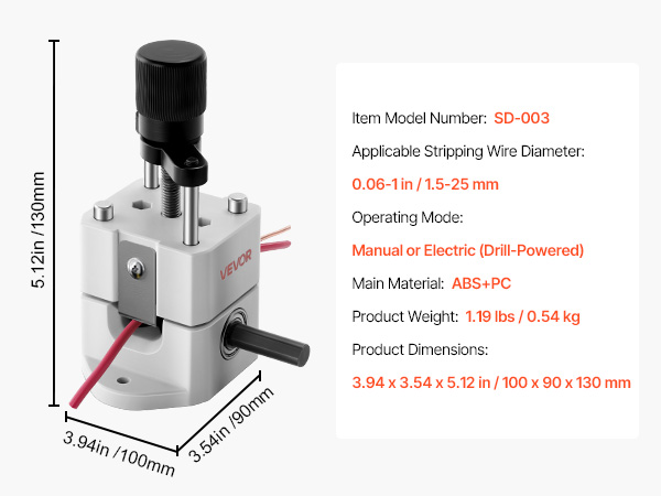 Manual Wire Stripper - Small Wire Stripping Machine, Portable Aluminum