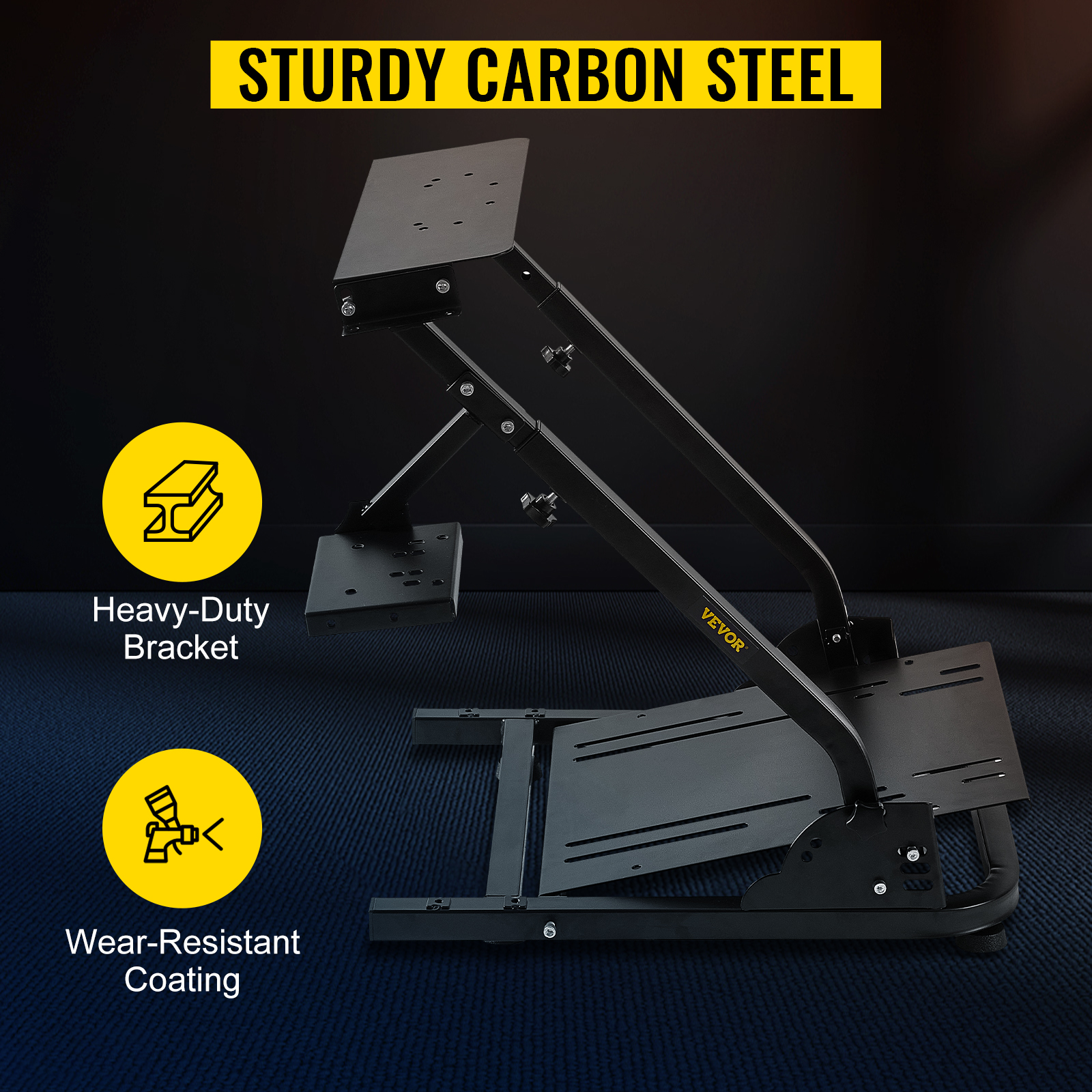 VEVOR racing simulator stand with heavy-duty bracket and wear-resistant coating.