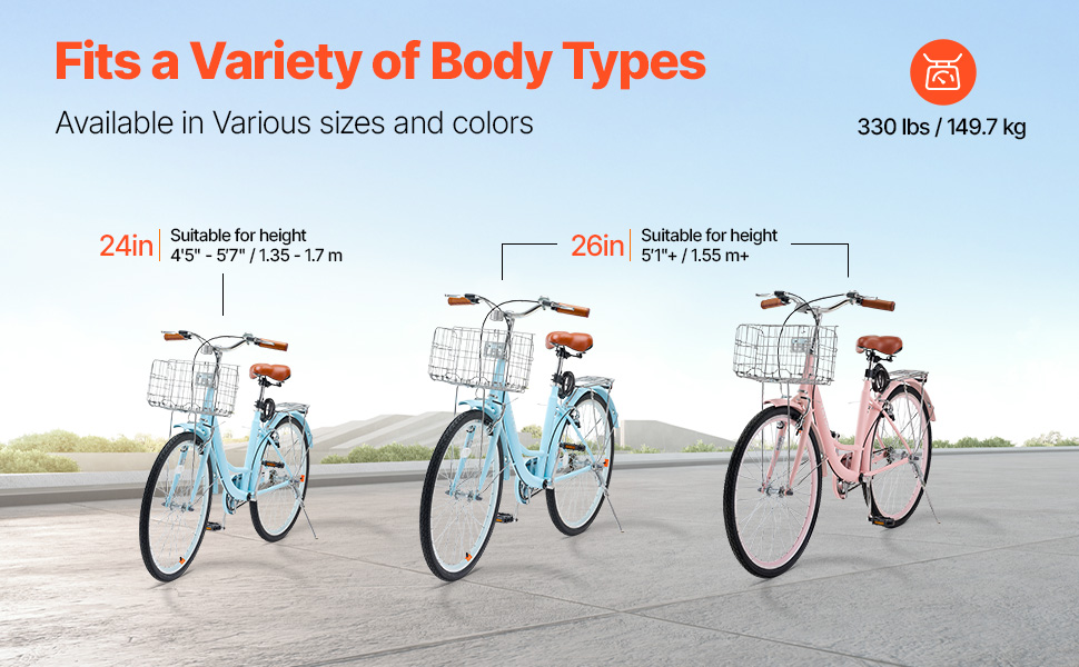 Beach Cruiser Bike Womens Bike Sizes By Height Adult Bike 26
