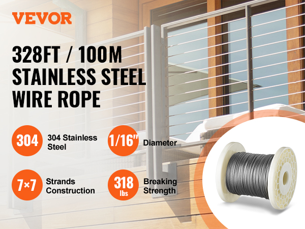 Wire Rope, 1/16 Wire Rope, 304 Stainless Steel Cable, Aircraft Cable, Steel Wire, 600FT With 200Pcs Crimping Sleeves, Clothes Line Wires, Trellis - View #11