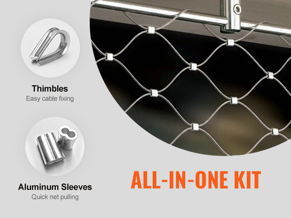 VEVOR 1/16 Wire Rope Kit, 304 Stainless Steel Cable with 80 Sleeves and ...