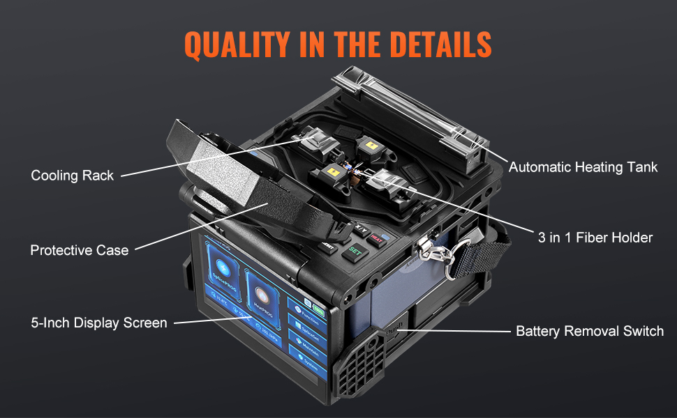 VEVOR Glasfaser Spleißgerät - 6 Motoren, Touchscreen Für Professionelle Installation