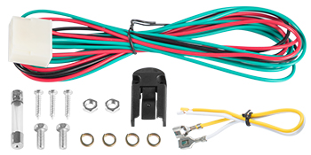 VEVOR car warning alarm system components, including wires, screws, and connectors.