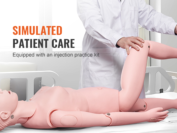 VEVOR Nursing Training Manikin, Male Life Size Demonstration Human Manikin for Nursing Training, Multifunctional Education Teaching Model Supplies, PVC Anatomical Mannequin Body Care Simulator Model main image 1